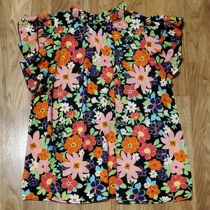 Haptics By Holly Harper Multicolor Floral Ruffle Sleeve Blouse Womens Size M